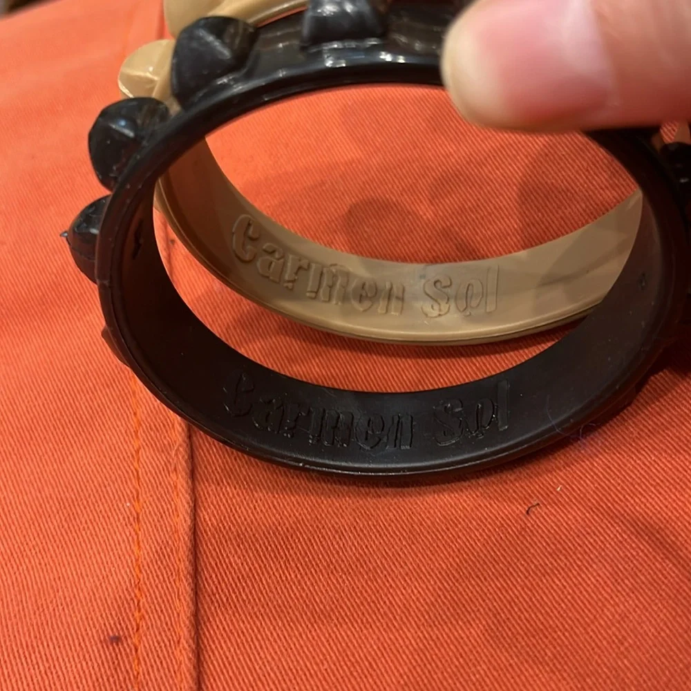 Carmen Sol | Borchia Set of 2 Bracelets Tan and Black Medium Made in Italy - Picture 3 of 4